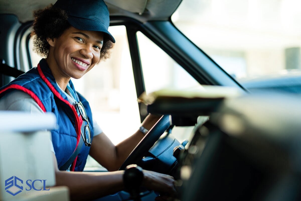 A truck driver driving truck
