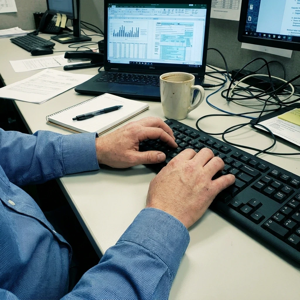 Close-up of hands on keyboard