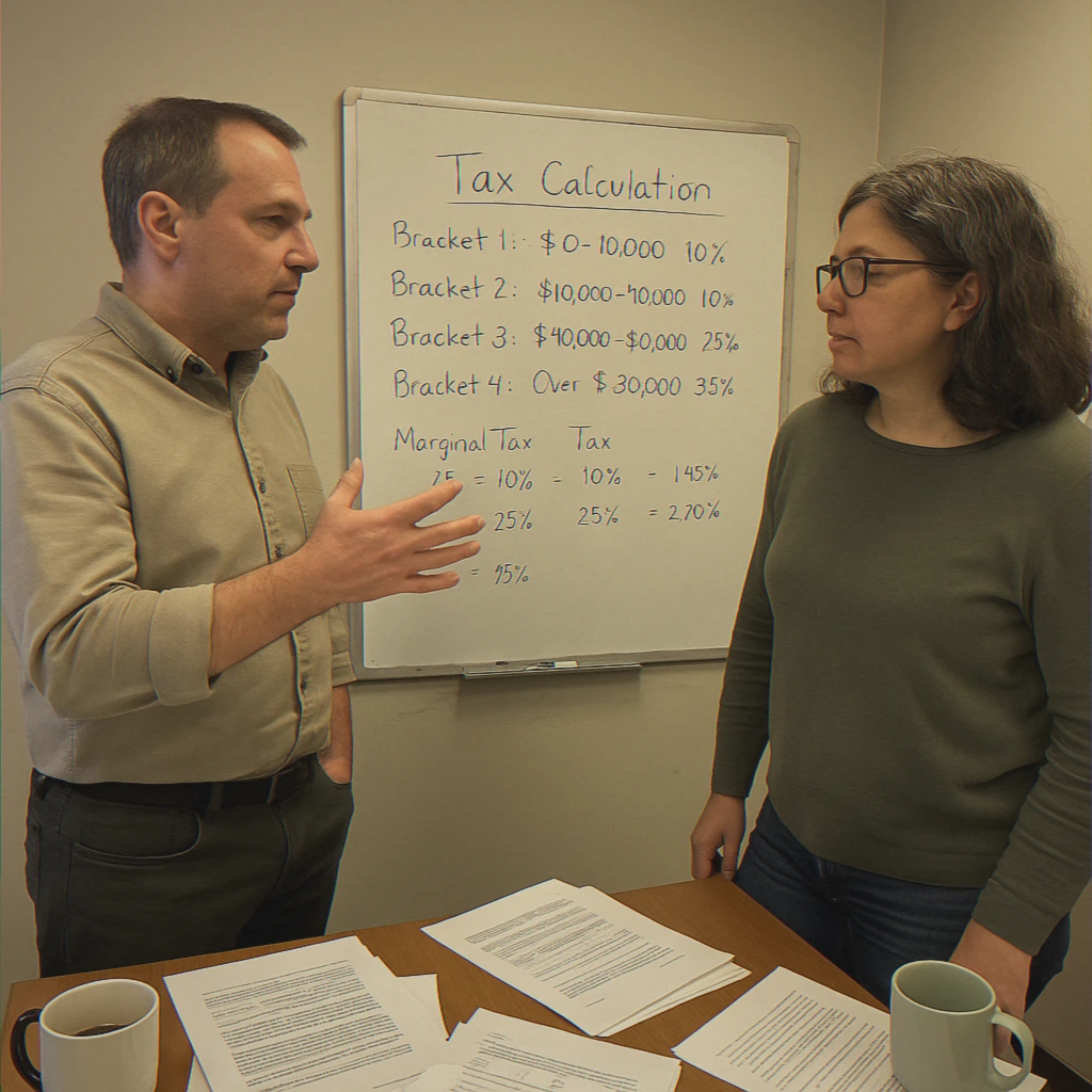 Discussion on tax brackets with colleagues