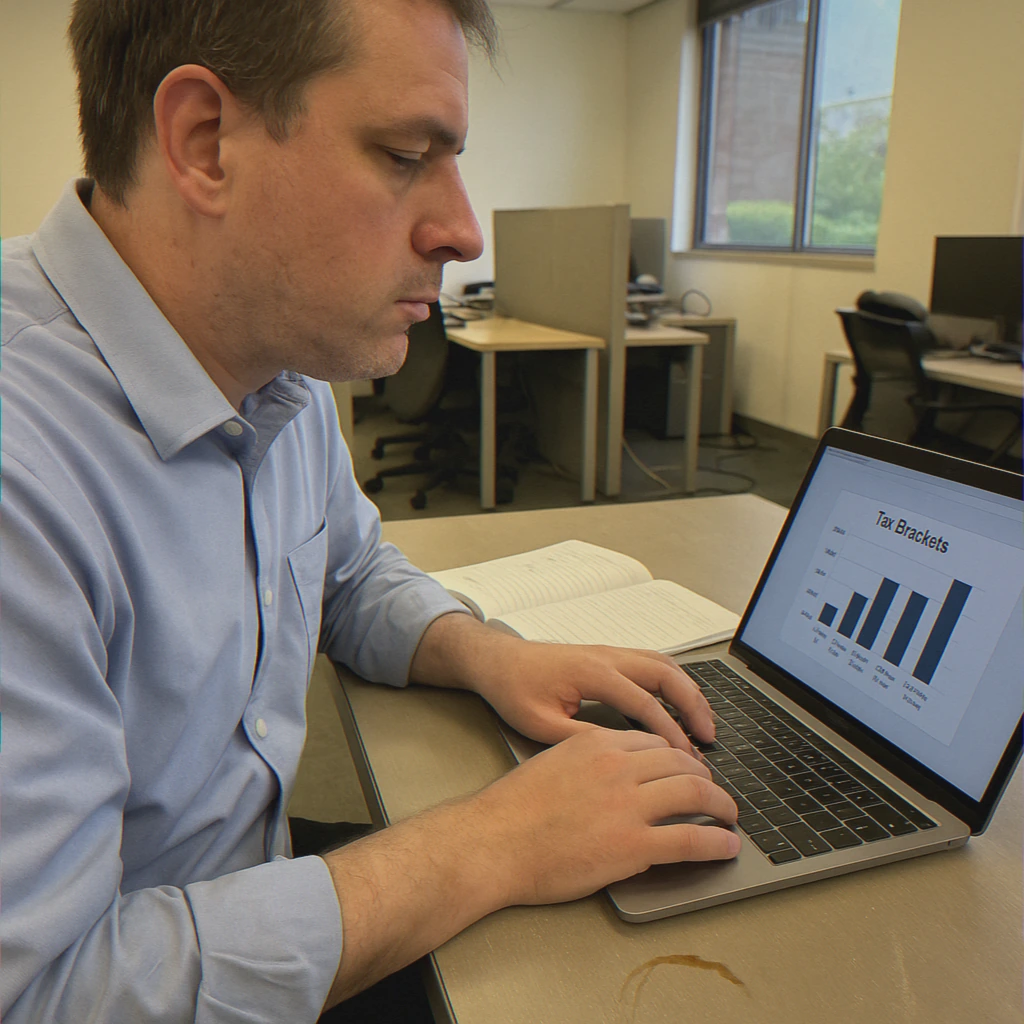 Professional typing on laptop at desk