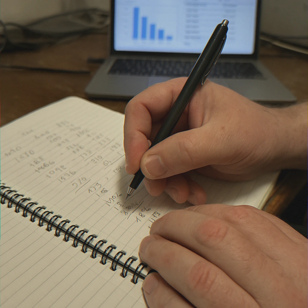 Close-up hands writing tax information