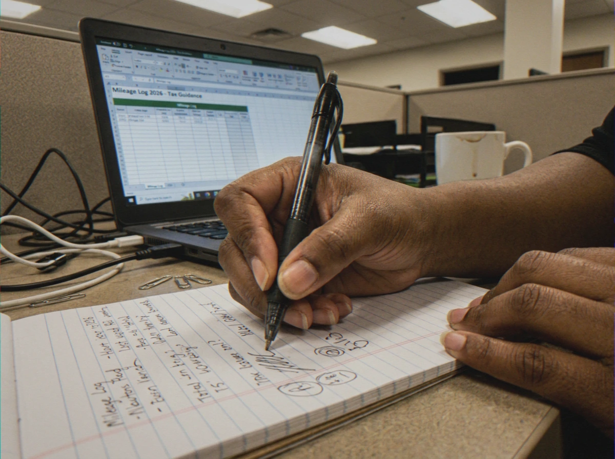 Close-up of hands writing in notebook