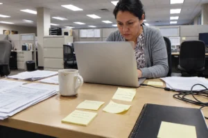 tax professional workspace in SCL Tax Services in the Bronx, NY. 10470