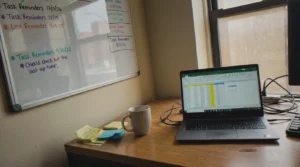Organized desk with laptop and notes at SCL Tax Services in Bronx, NY .10470